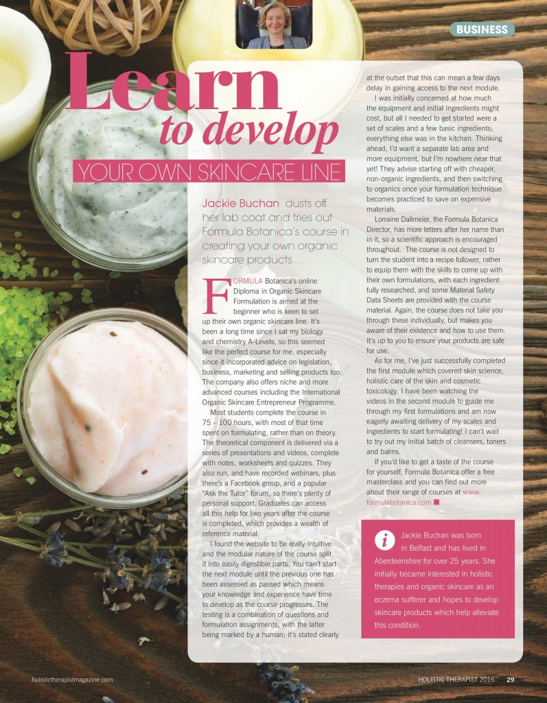 Holistic Therapist Mag review Formula Botanica